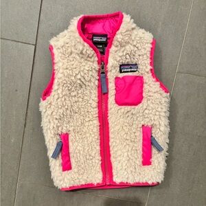 Patagonia Baby Retro-X Fleece Vest in Cream and Pink 3-6 months